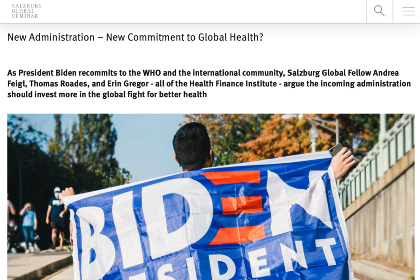 New Administration – New Commitment to Global Health?
