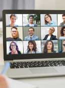 Video conference on a laptop screen